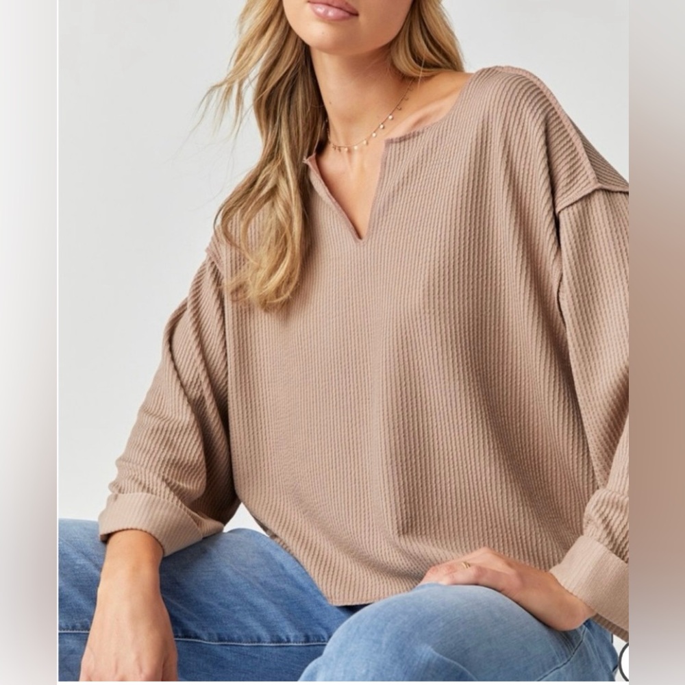 Francesca's Mi Ami Oversized Ribbed Lightweight Top Women’s Size Large - Picture 5 of 8